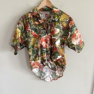 Vintage • Button Down Shirt Tropical Print